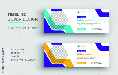 Back to school facebook cover template, School admission fackbook cover, Template banner for social network	