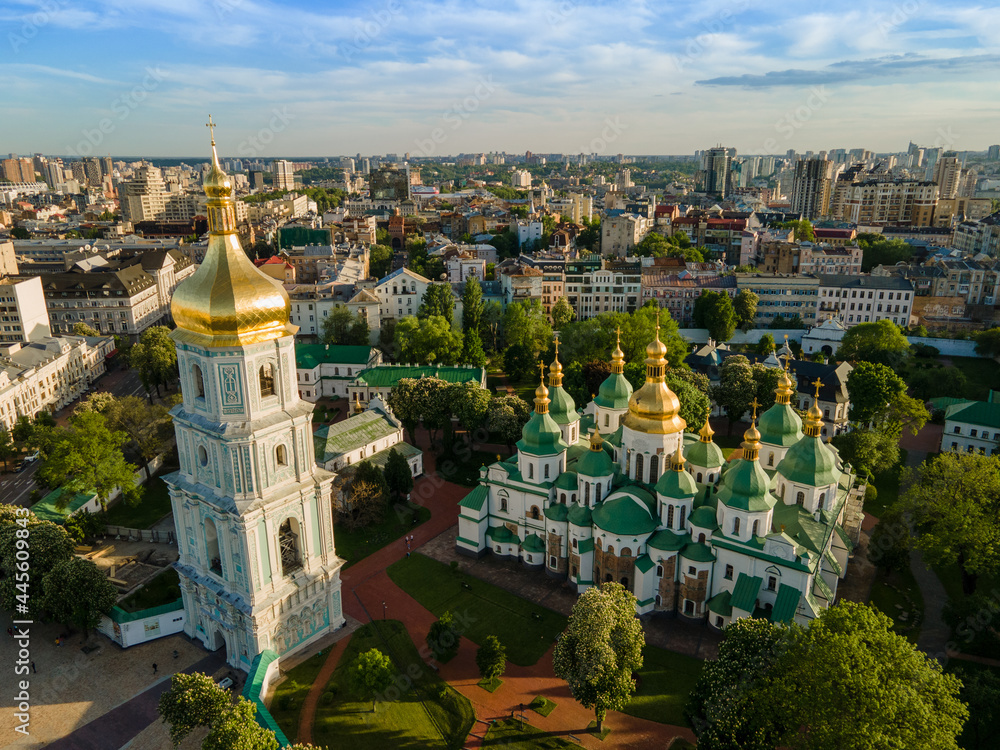 Obraz premium Aerial view from a drone Saint Sophia Cathedral in Kyiv