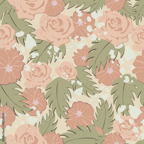 Seamless vector flowers for background. Vector illustration