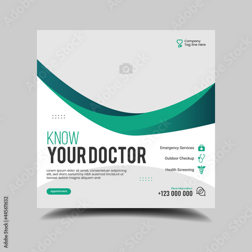 Medical healthcare web banner template and video thumbnail. Editable promotion banner design. Dental hospital clinic social media layout