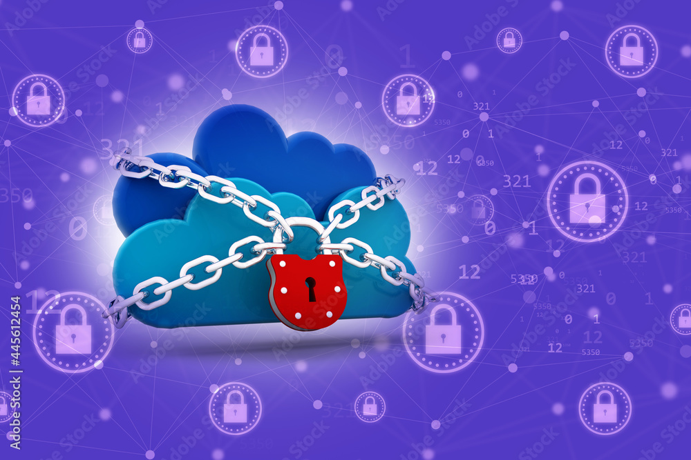 Fototapeta premium 3d rendering Cloud computing, security