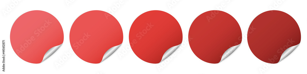 set of different colored red round sticker banners on white background
set of different colored red round sticker banners on white background