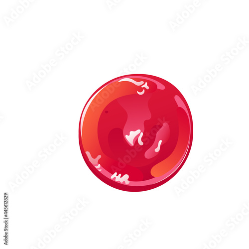 Tomato ketchup splash, stain or drop. Red food condiment. Vector element in flat cartoon style.