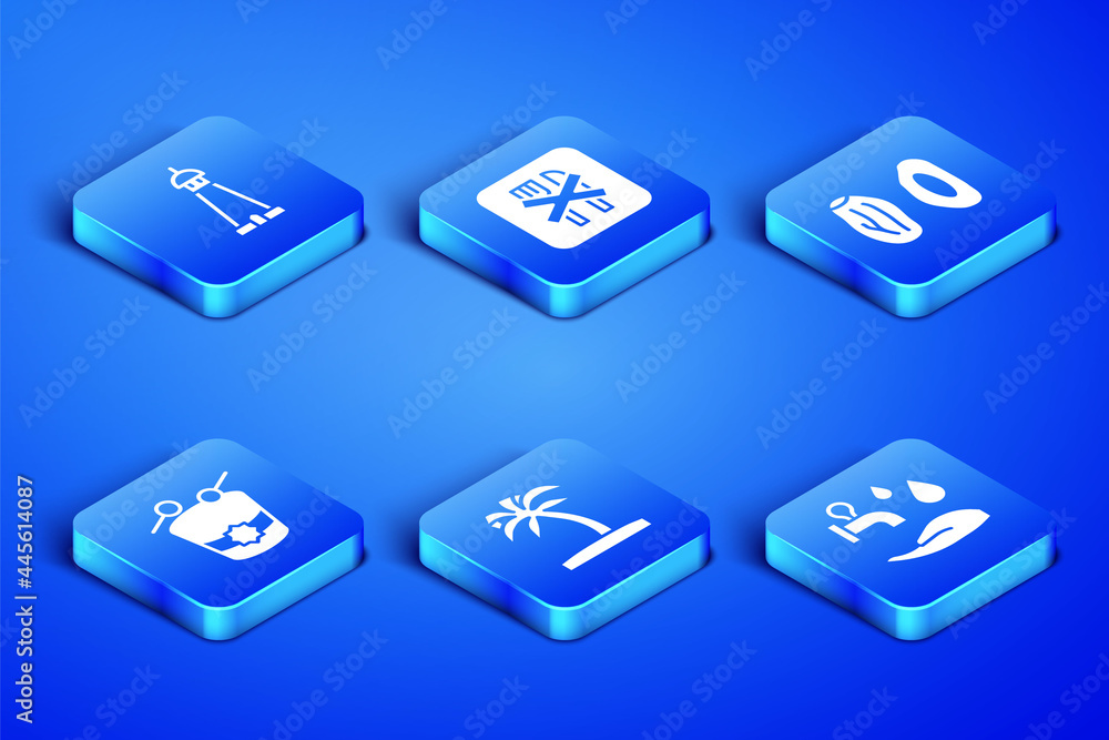 Set Wudhu, Mosque tower or minaret, Tropical palm tree, Ramadan drum, fasting and Date fruit icon. Vector Set Wudhu, Mosque tower or minaret, Tropical palm tree, Ramadan drum, fasting and Date fruit icon. Vector
