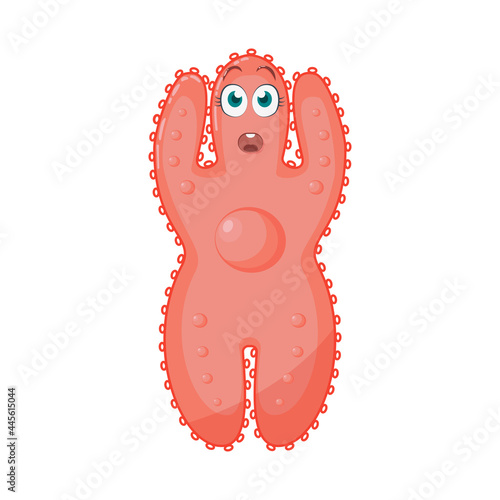 The image of a cute starfish. An emotional starfish.A startled starfish. A frightened children s character. Vector illustration isolated on a white background