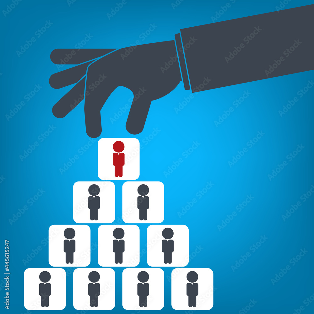 Chosen one - human resources concept. Vector illustration. Chosen one - human resources concept. Vector illustration.