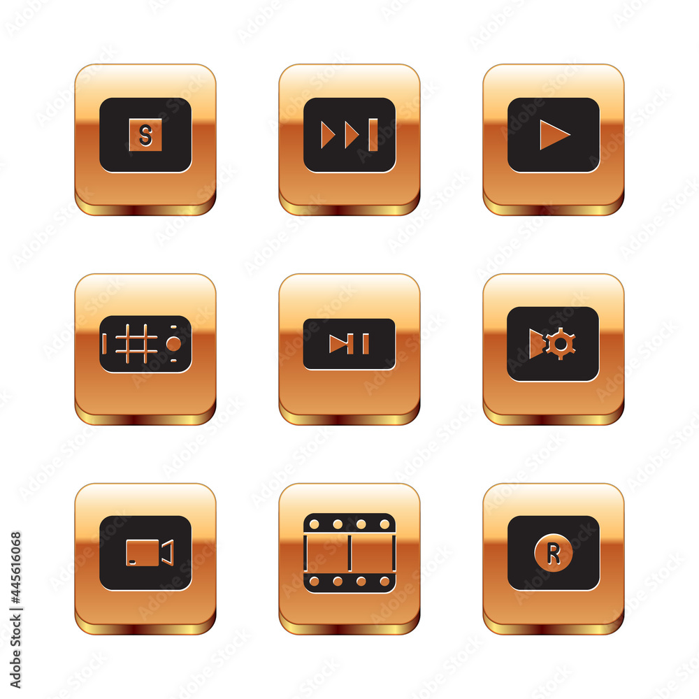 Set Stop media button, Play video, Pause, Selfie mobile, Record and Fast forward icon. Vector Set Stop media button, Play video, Pause, Selfie mobile, Record and Fast forward icon. Vector