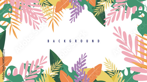 Background with plants and leaves - backdrop for banners and web   Vector in simple flat style with copy space for text isolated on white background   illustration Vector EPS 10