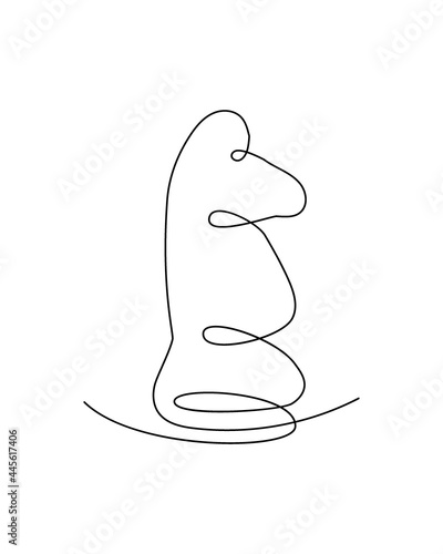 Chess horse one line art. Continuous line drawing of Chess Pieces.