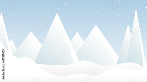 Landscape Snowy background ,Snowdrifts. Snowfall Clear blue sky , wallpaper Winter season and mountains , illustration Vector EPS 10