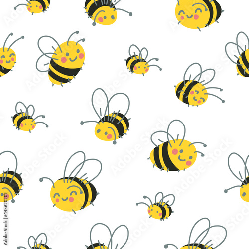 Funny bees character  vector illustartion EPS10. Seamless pattern dackground