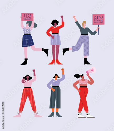 six sexual harassment protesters