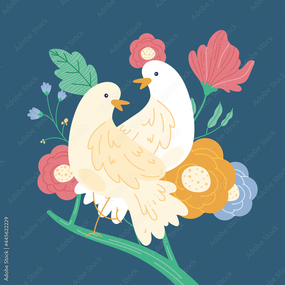 Fototapeta premium peace doves in garden