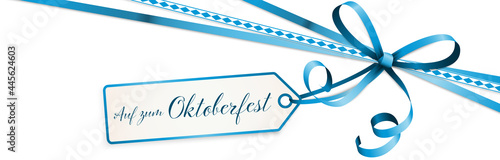 Oktoberfest blue ribbon bow with hang tag