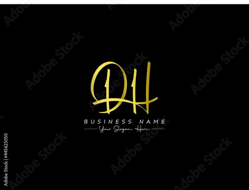 Letter dh logo, Signature DH, dh dh Letter logo Icon Vector Golden Image For Business