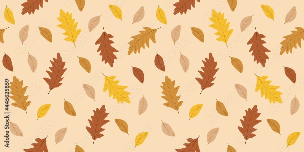 Autumn leaves seamless pattern design. Floral fall season illustration wallpaepr background. Autumn leaves seamless pattern design. Floral fall season illustration wallpaepr background.