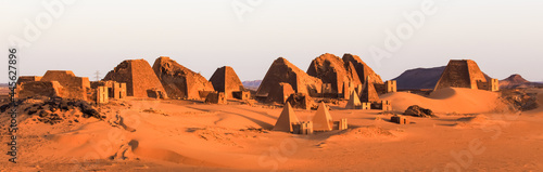 Meroe pyramids in the Sahara desert photo