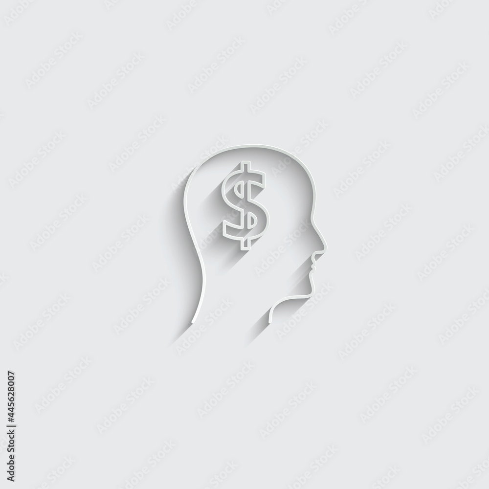 paper person with dollar icon. man head Businessman with money sign paper person with dollar icon. man head Businessman with money sign
