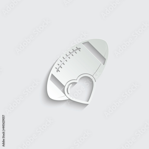 paper  I like rugby  icon vector Heart with rugby ball 