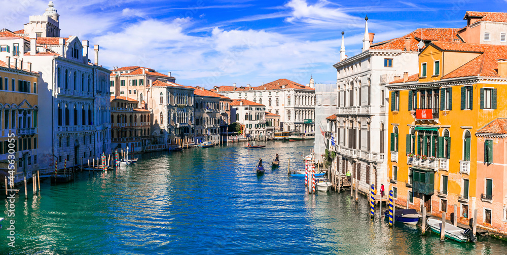 Beautiful romantic Venice town. View of Grand canal from Academy' bridge. Italy