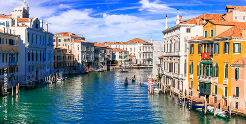 Beautiful romantic Venice town. View of Grand canal from Academy' bridge. Italy