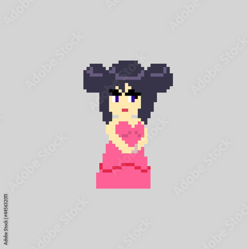 Woman pixel character in art style
