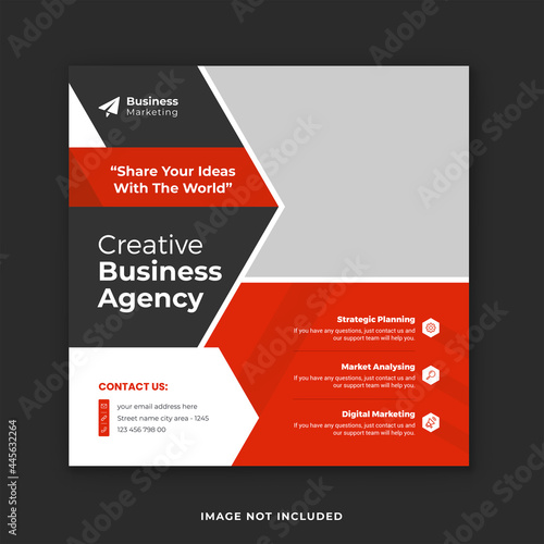 Creative business social media post template. Corporate digital marketing square flyer template and web banner. 