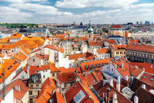 Prague skyline rooftop view with historical buildings. Czech Republic