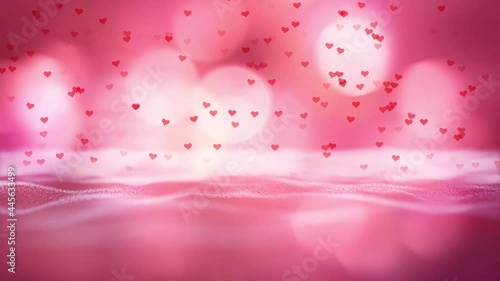 Artistic blurred waves with heart shapes animation.