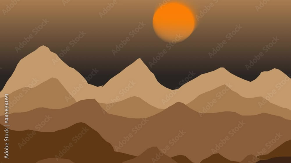 Sun rising animated scene with mountains in it. Sun rising animated scene with mountains in it.