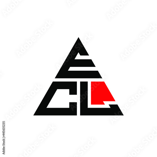 ECL triangle letter logo design with triangle shape. ECL triangle logo design monogram. ECL triangle vector logo template with red color. ECL triangular logo Simple, Elegant, and Luxurious Logo. ECL 