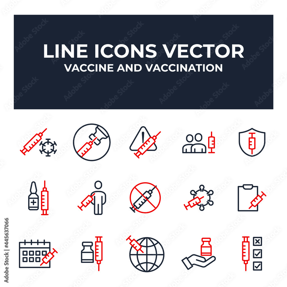 Fototapeta premium set of Vaccine and Vaccination elements symbol template for graphic and web design collection logo vector illustration
