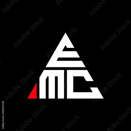 EMC triangle letter logo design with triangle shape. EMC triangle logo design monogram. EMC triangle vector logo template with red color. EMC triangular logo Simple, Elegant, and Luxurious Logo. EMC 