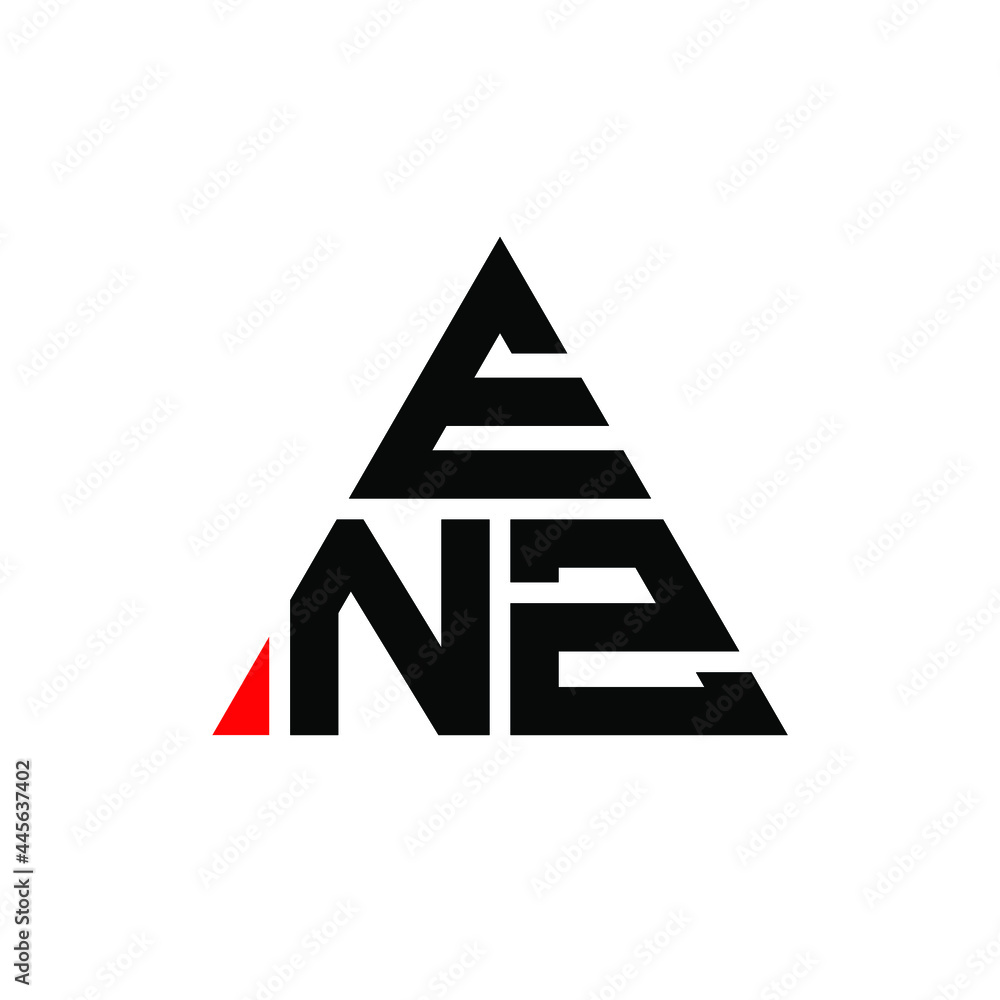 ENZ triangle letter logo design with triangle shape. ENZ triangle logo design monogram. ENZ triangle vector logo template with red color. ENZ triangular logo Simple, Elegant, and Luxurious Logo. ENZ 
