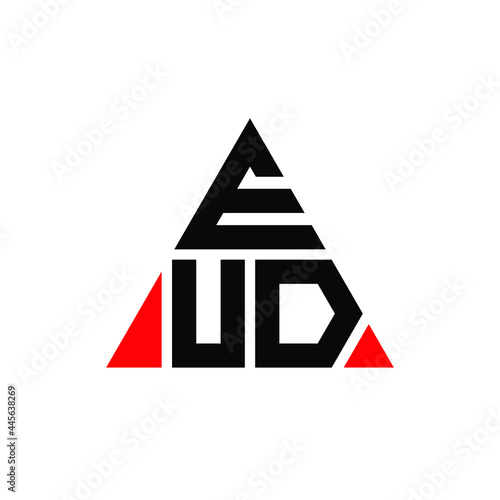 EUD triangle letter logo design with triangle shape. EUD triangle logo design monogram. EUD triangle vector logo template with red color. EUD triangular logo Simple, Elegant, and Luxurious Logo. EUD  photo