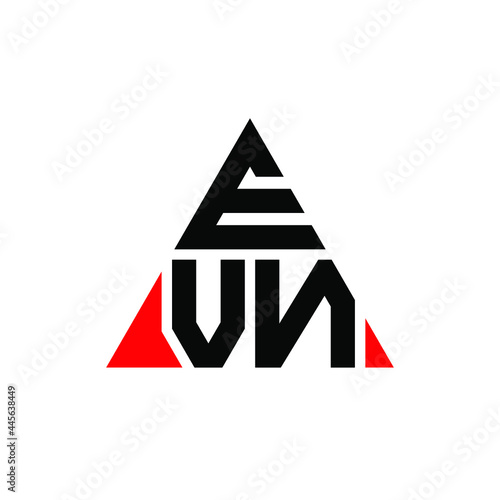 EVN triangle letter logo design with triangle shape. EVN triangle logo design monogram. EVN triangle vector logo template with red color. EVN triangular logo Simple, Elegant, and Luxurious Logo. EVN  photo