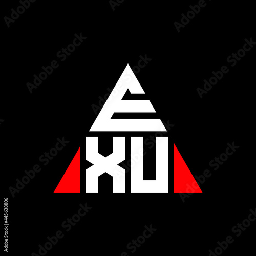EXU triangle letter logo design with triangle shape. EXU triangle logo design monogram. EXU triangle vector logo template with red color. EXU triangular logo Simple, Elegant, and Luxurious Logo. EXU  photo