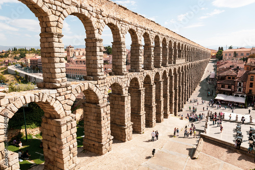 The Roman Aqueduct of Segovia city, Castile and Leon, Spain
