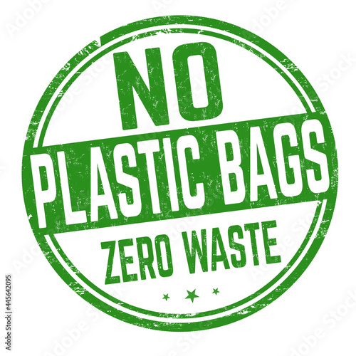 No plastic bags grunge rubber stamp