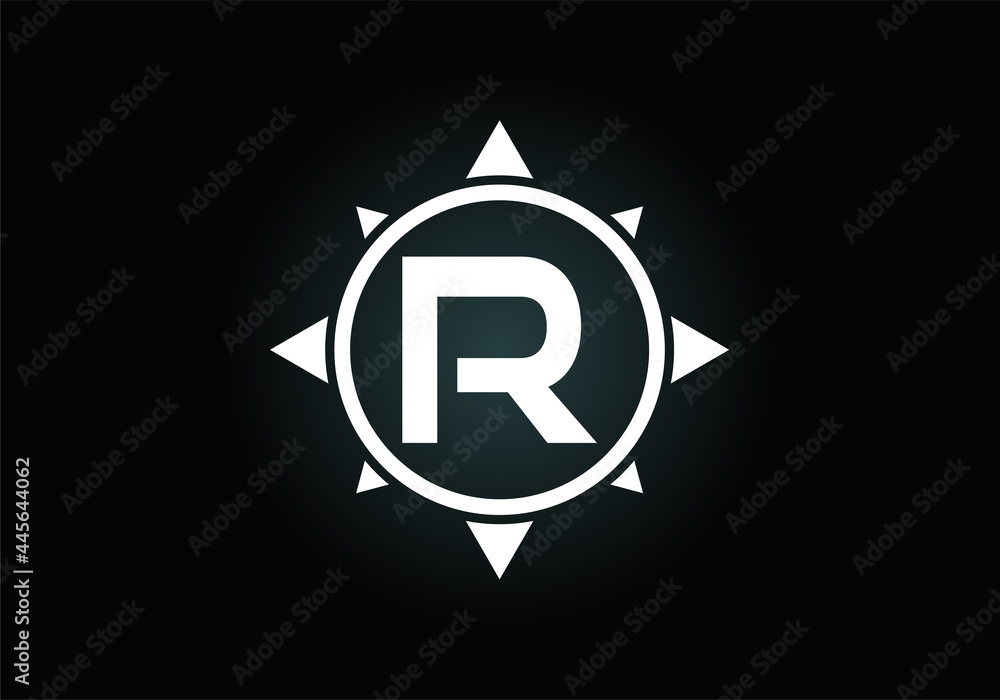 Initial R monogram letter alphabet in a compass. Font emblem. Compass logo sign symbol. Modern vector logo design for business and company identity. Initial R monogram letter alphabet in a compass. Font emblem. Compass logo sign symbol. Modern vector logo design for business and company identity.