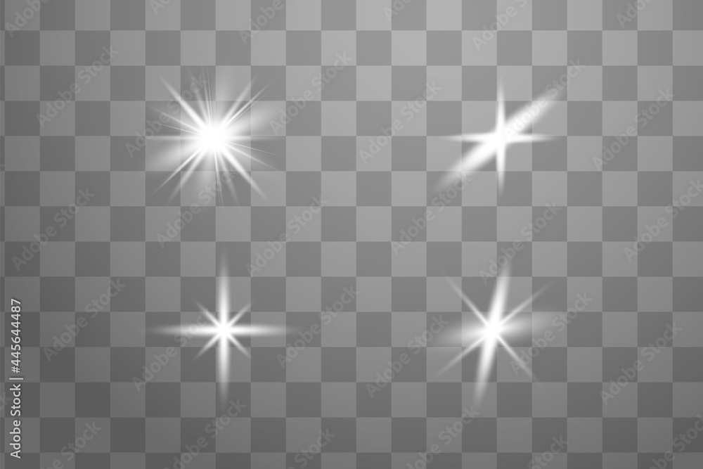 Fototapeta premium Blue glowing light explodes on a transparent background. Sparkling magical dust particles. Bright Star. Transparent shining sun, bright flash. Vector sparkles. To center a bright flash