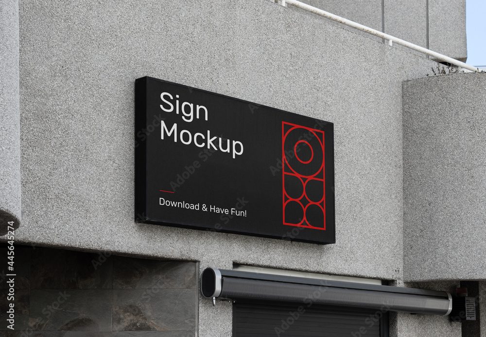 Sign on Building Mockup Stock Template | Adobe Stock