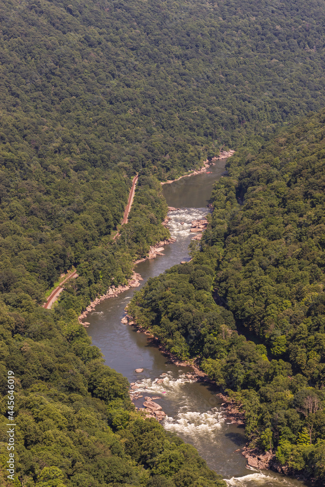 New River and Surrounding Mountains Seen From 1000 Feet up on the Endless Wall Trail in New River Gorge National Park