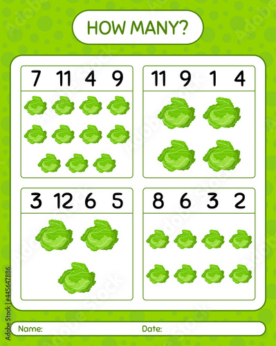 How many counting game with cabbage. worksheet for preschool kids  kids activity sheet  printable worksheet