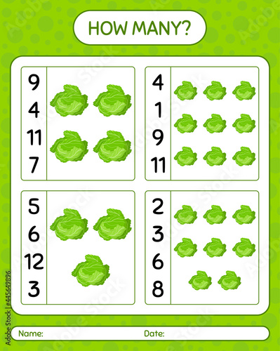 How many counting game with cabbage. worksheet for preschool kids  kids activity sheet  printable worksheet