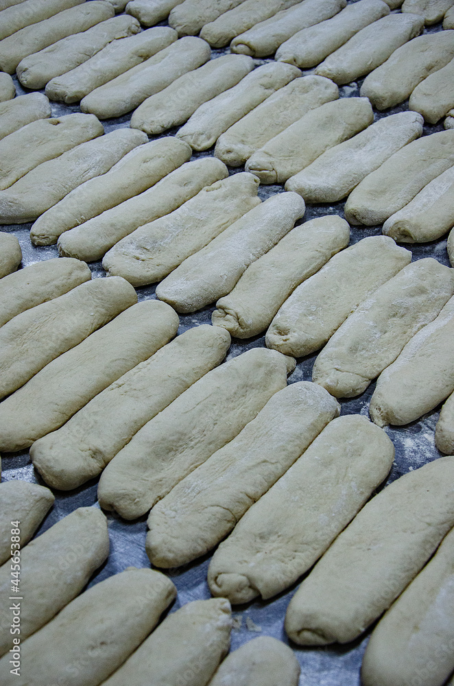 Dough for bread on the counter ready to go into the oven