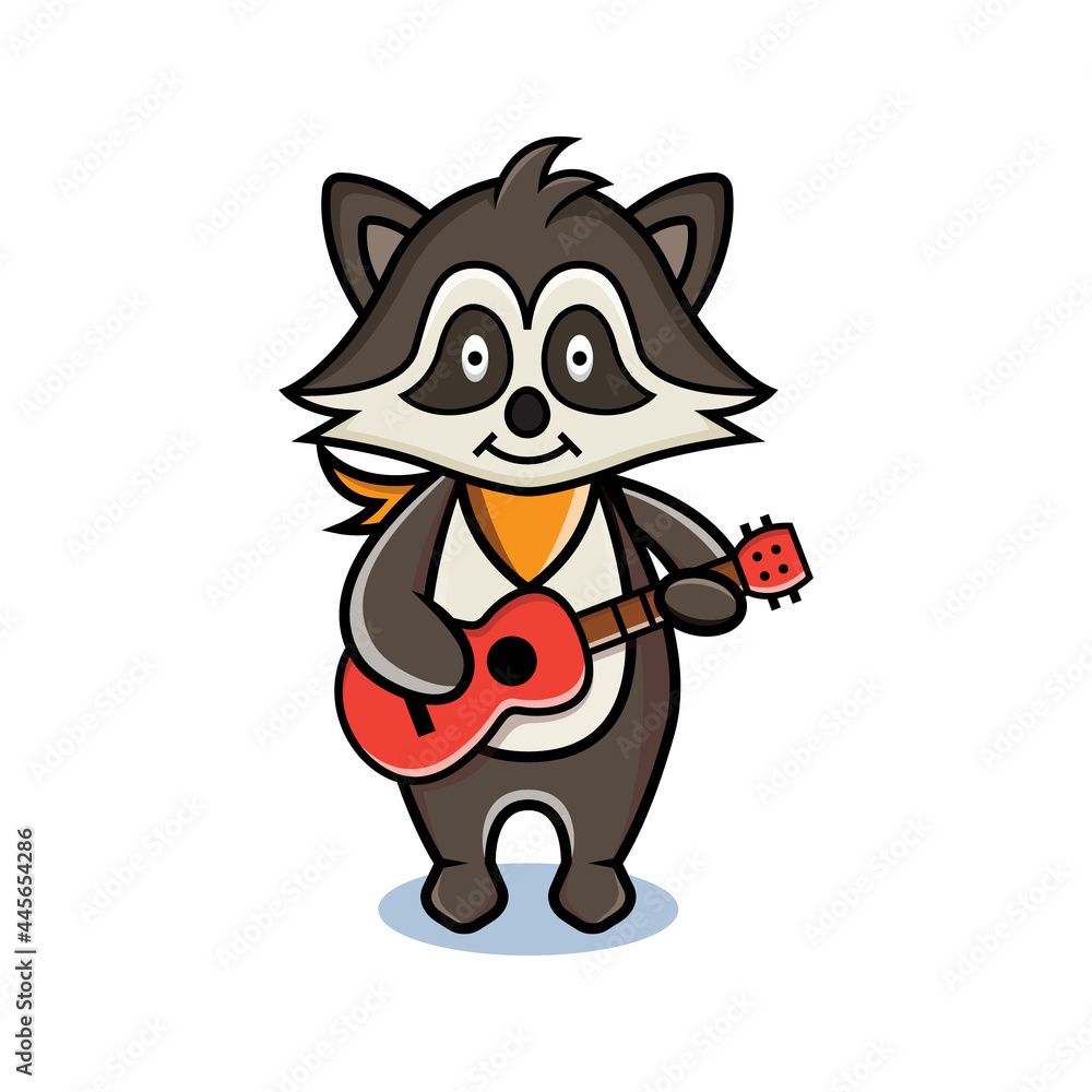 cartoon animal cute racoon holding a guitar cartoon animal cute racoon holding a guitar