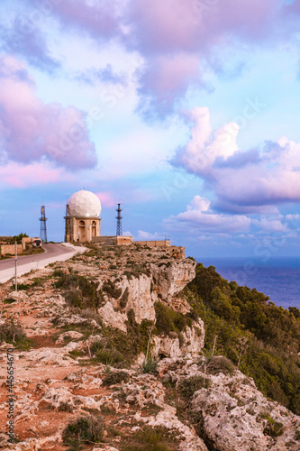 Vertical shot of Dingli aviation radar in Malta photo