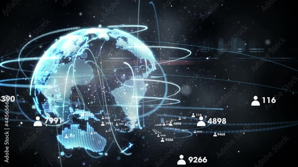 Animation of globe with networks of connections Animation of globe with networks of connections