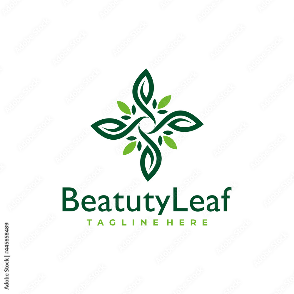 beauty leaf flower vector logo design